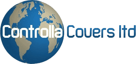 Logo of Controlla Covers Ltd with a globe design on the left and company name in white and blue text.