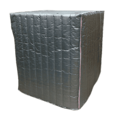 The Insulated BTB 280 Pallet Load Covers, featuring quilted stitching and a large gray design, are perfect for protecting furniture or equipment during transport. Designed to fit items up to 1 meter in height, they are the ideal solution for safeguarding your pallet load.